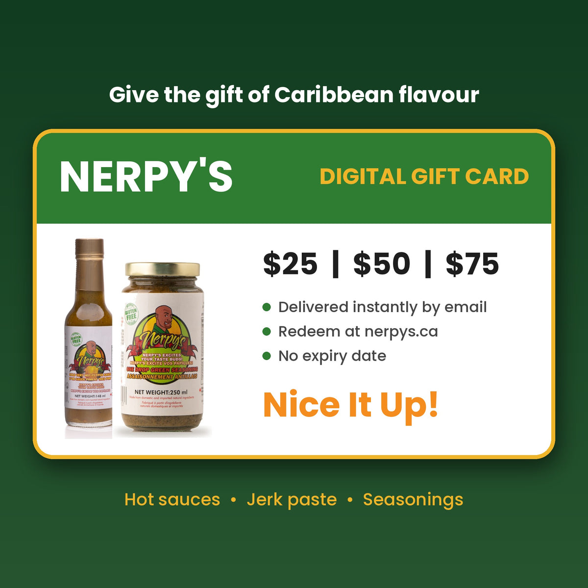 Nerpy's Digital Gift Card – $25, $50 or $75, delivered instantly by email