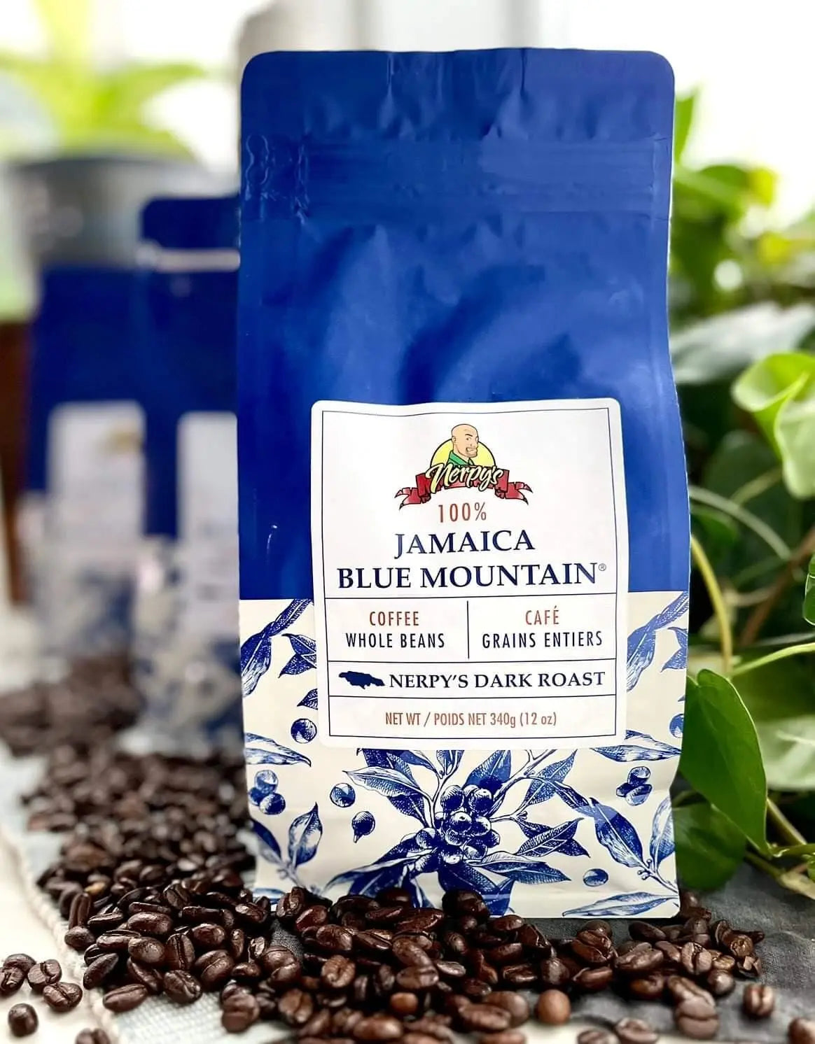 100% Jamaica Blue Mountain Coffee - Whole Bean Dark Roast - 340g