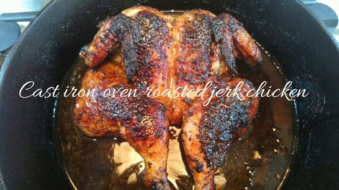 Cast iron oven roasted jerk chicken by Nerpy's Inc. — authentic Jamaican jerk seasoning