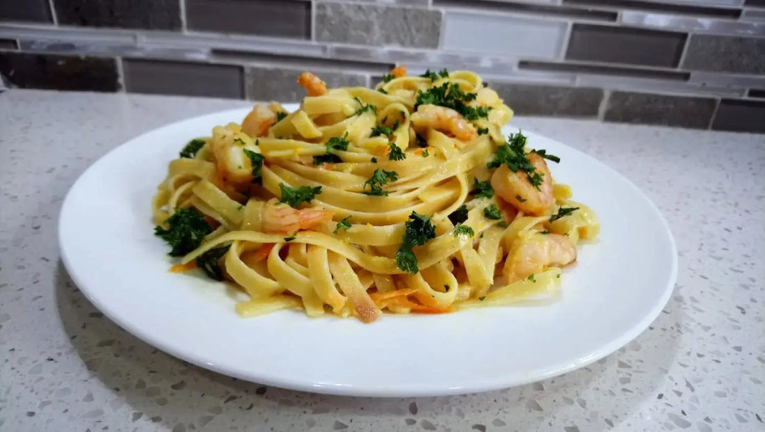 Nerpy's Pesto Coconut Shrimp Pasta Alfredo — Caribbean Seafood Pasta Recipe - Nerpy's Inc.