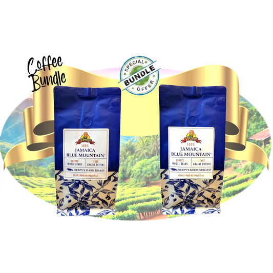 Jamaica Blue Mountain Coffee – 100% Whole Bean, Dark & Medium Roast Bundle, Rainforest Certified - Nerpy's Inc.