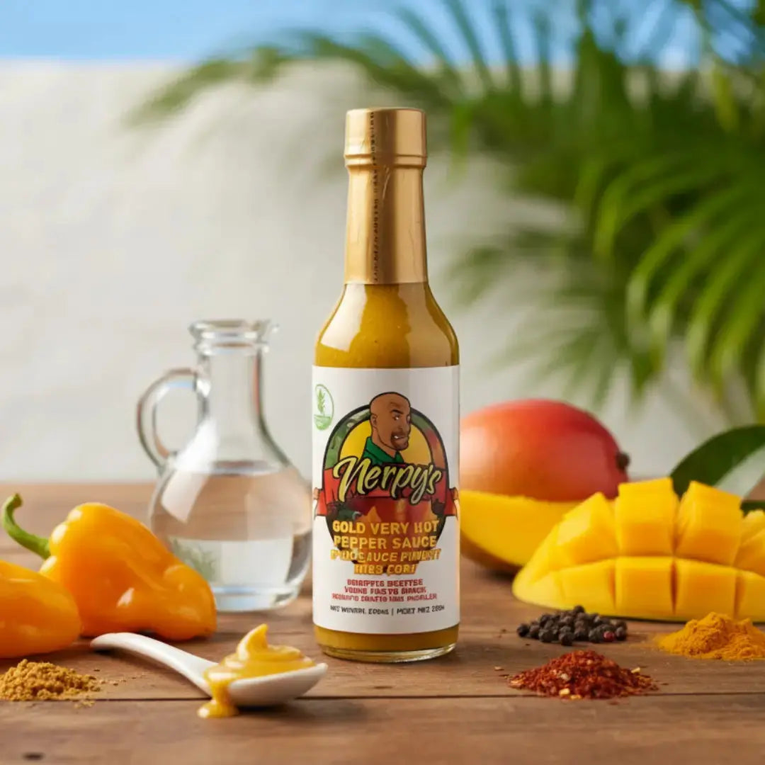 Nerpy's Gold Very Hot Sauce – Scotch Bonnet & Mango, 148ml, Gluten-Free, Made in Canada - Nerpy's Inc.