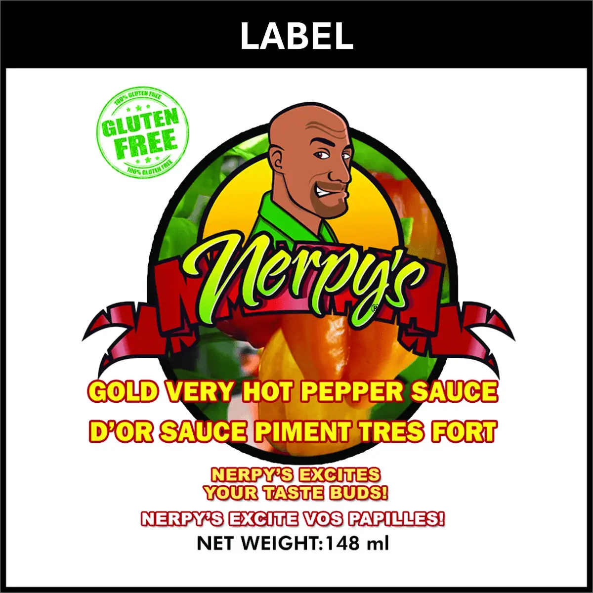 Nerpy's Gold Very Hot Sauce – Scotch Bonnet & Mango, 148ml, Gluten-Free, Made in Canada - Nerpy's Inc.