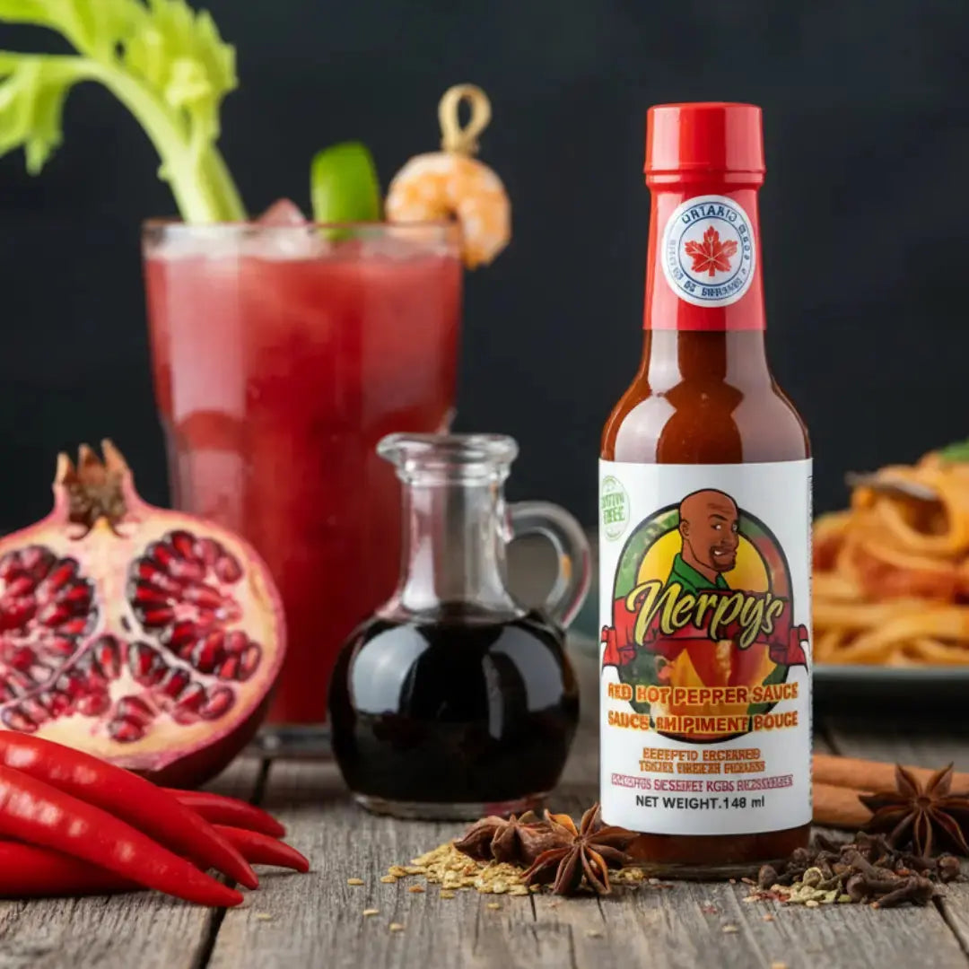 Nerpy's Red Hot Sauce – West Indies Pepper & Pomegranate, 148ml, Gluten-Free, Made in Canada - Nerpy's Inc.